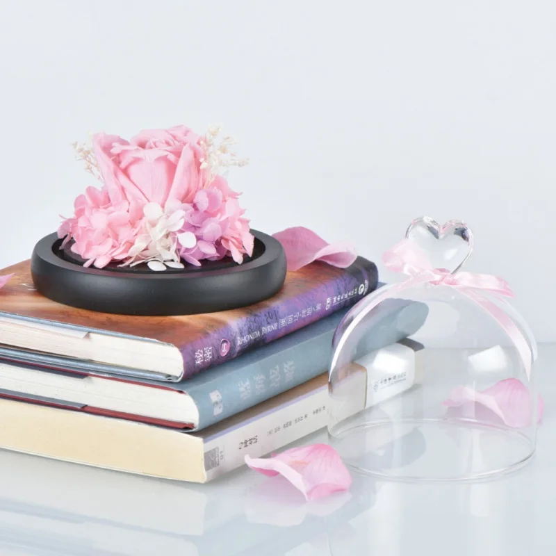 Красота и с рисунком из мультфильма «Красавица и Чудовище» сохранить День Святого Валентина подарок эксклюзивная Роза в Стекло куполе вечные слоем настоящего розового подарок на день матери