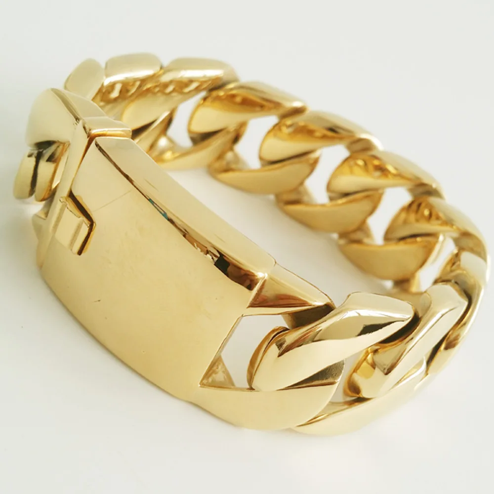 Мужские браслеты и браслеты цвета желтого золота, широкая нарукавная нашивка 26 мм, массивный браслет из нержавеющей стали, мужские ювелирные изделия в стиле рок