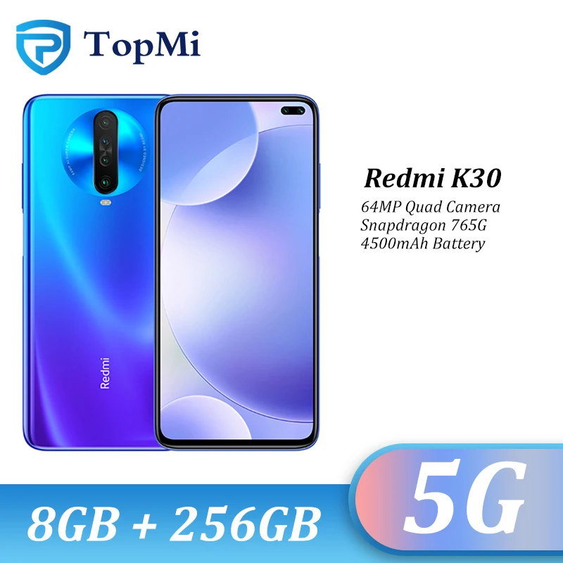 Оригинальный Смартфон Xiaomi Redmi K30 5G 8 ГБ ОЗУ 256 Гб ПЗУ Spnadragon 765G 6 67 “ударный экран 64 мп