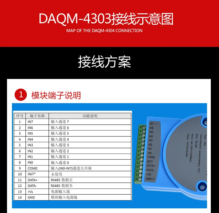 Цифровой модуль сбора 16DIO входной модуль сигнала до 485MODBUS изоляции DAQM4303