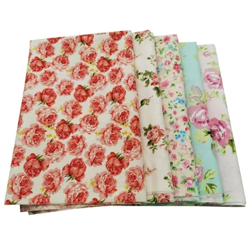 

2019 5pcs elegant Rose Cotton Fabric Printed Series Bundles Comfortable DIY Quilting Patchwork And Crafts Cloth 20x25cm