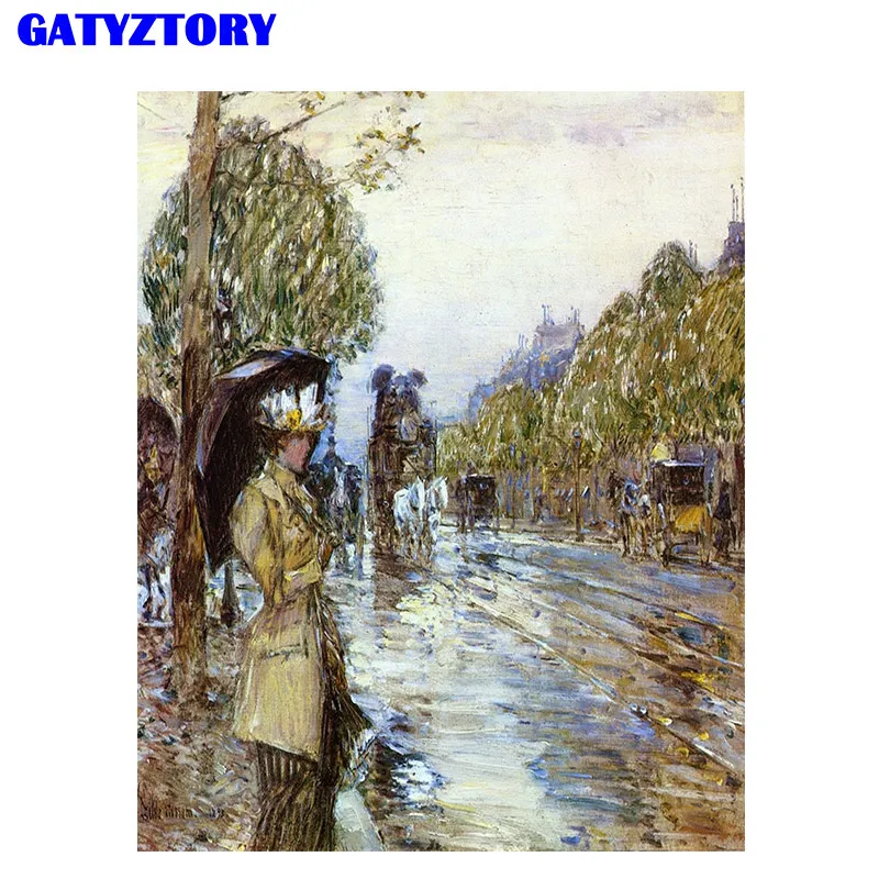 GATYZTORY рамка Париж романтическая Diy картина по номерам Холст Картина акриловая Настенная картина уникальный подарок для домашний декор искусство - Цвет: 190806-7