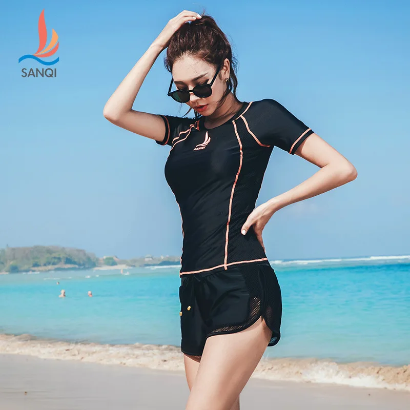 

Sanqi Two-piece Swimsuits Boxers Conservative Slimming Sports-Size Chest Push up Large Size Swimwear