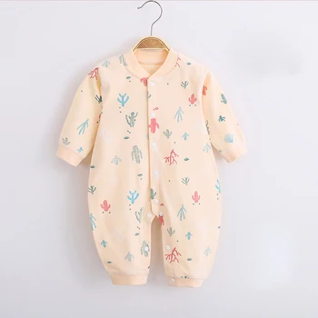 

Baby Clothes One-Piece Buttons-Up O-Neck 100% Cotton Full-Sleeves Coveralls Jumpsuits 3-18Month
