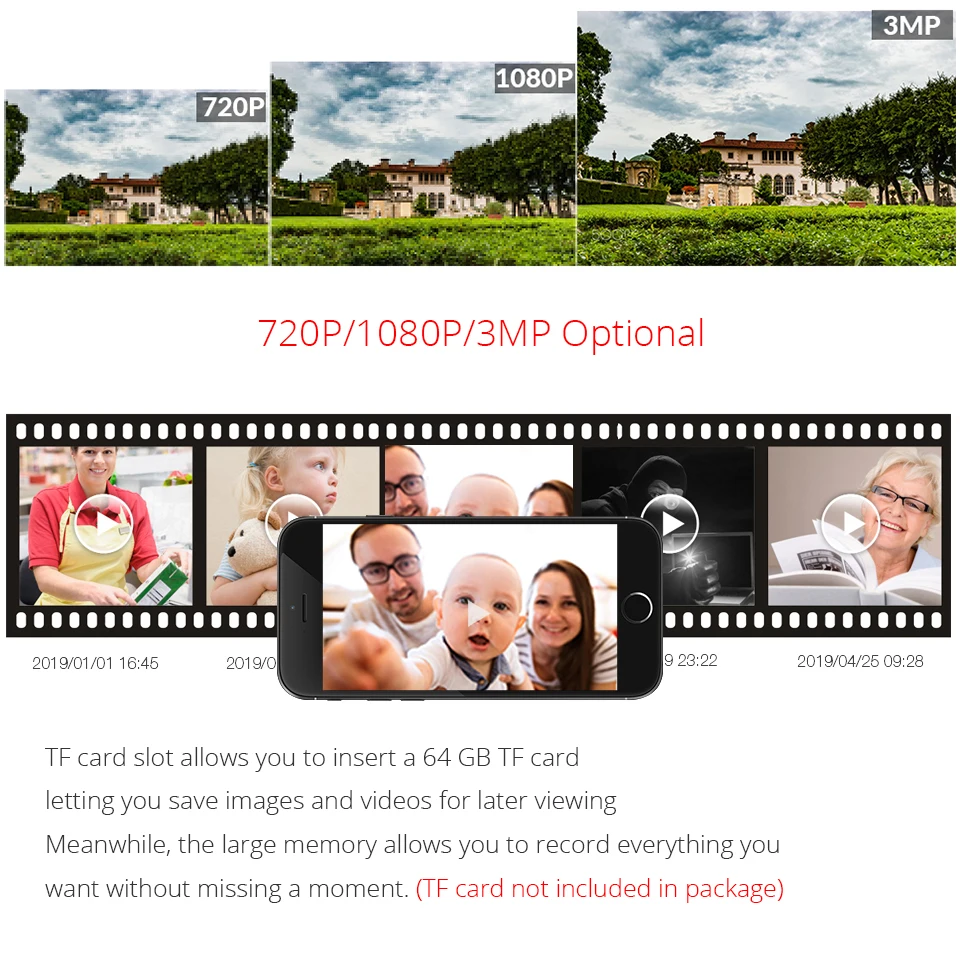  3MP IP Camera WiFi Outdoor Security Camera 1080P Wi Fi Surveillance Wireless Wired 720P Wi-Fi CCTV  - 4.00026E+12
