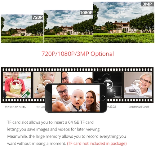 4MP IP 카메라 와이파이 야외 보안 카메라, 1080P 와이파이 비디오 감시 무선 유선 와이파이 CCTV 비바람에 견디는 CamHi IP Camara 2