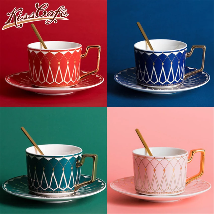 

Simple Ceramic Nordic Minimalism Coffee Cup With Handle Mug with Handle Spoon Plate Cover Water Cafe Cup Court Feel