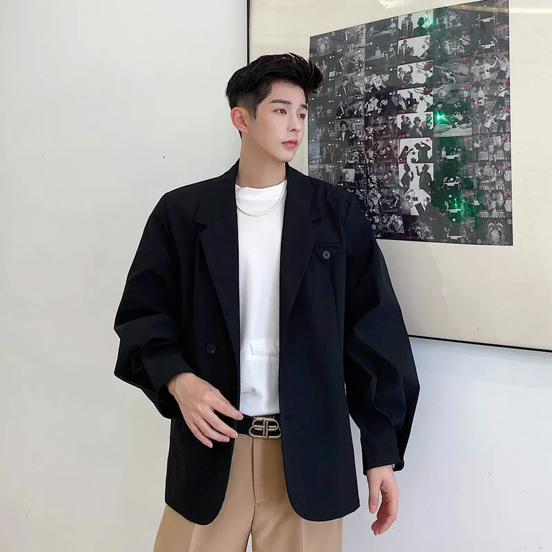 Men's Suit Jacket Spring And Autumn New Fashion Korean Lantern Sleeve Design Leisure Loose Large Size Coat
