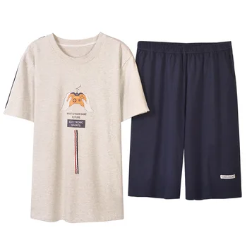 

New 2020 Summer Men Game Print Pajamas Short Sleeve Male Pajama Set Soft Full Cotton Sleepwear Suit Homewear Multi Styles 3XL