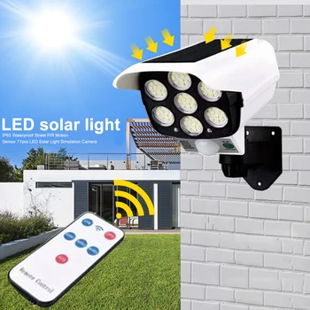 

Outdoors Easy Install Garden Pathway ABS Simulation Camera Solar Light 77pcs LED IP65 Waterproof Wall Mounted PIR Motion Sensor