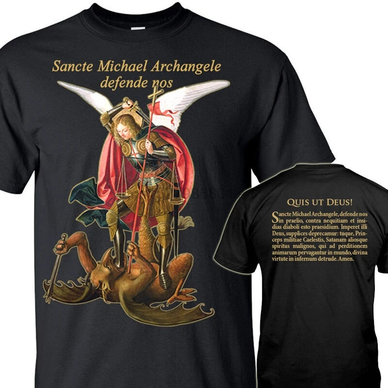 Saint Michael Sancte Archangele defende nos черная футболка всех размеров S-5XL | Мужская одежда