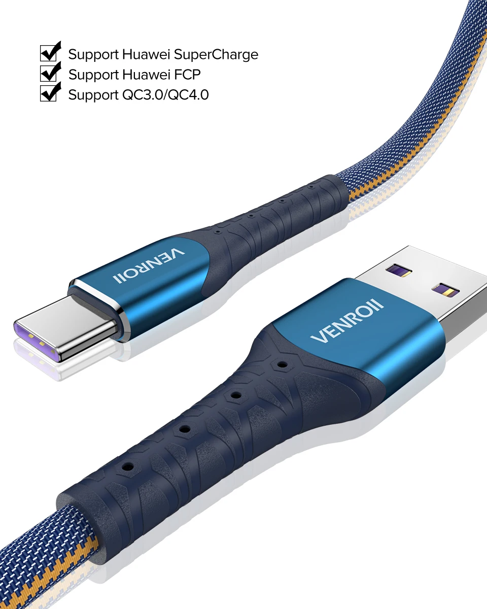 Venroii usb type C кабель для быстрой зарядки USBC 5A SuperCharge Kable для huawei mate 20 30 Pro Honor Quick Charge шнур для мобильного телефона