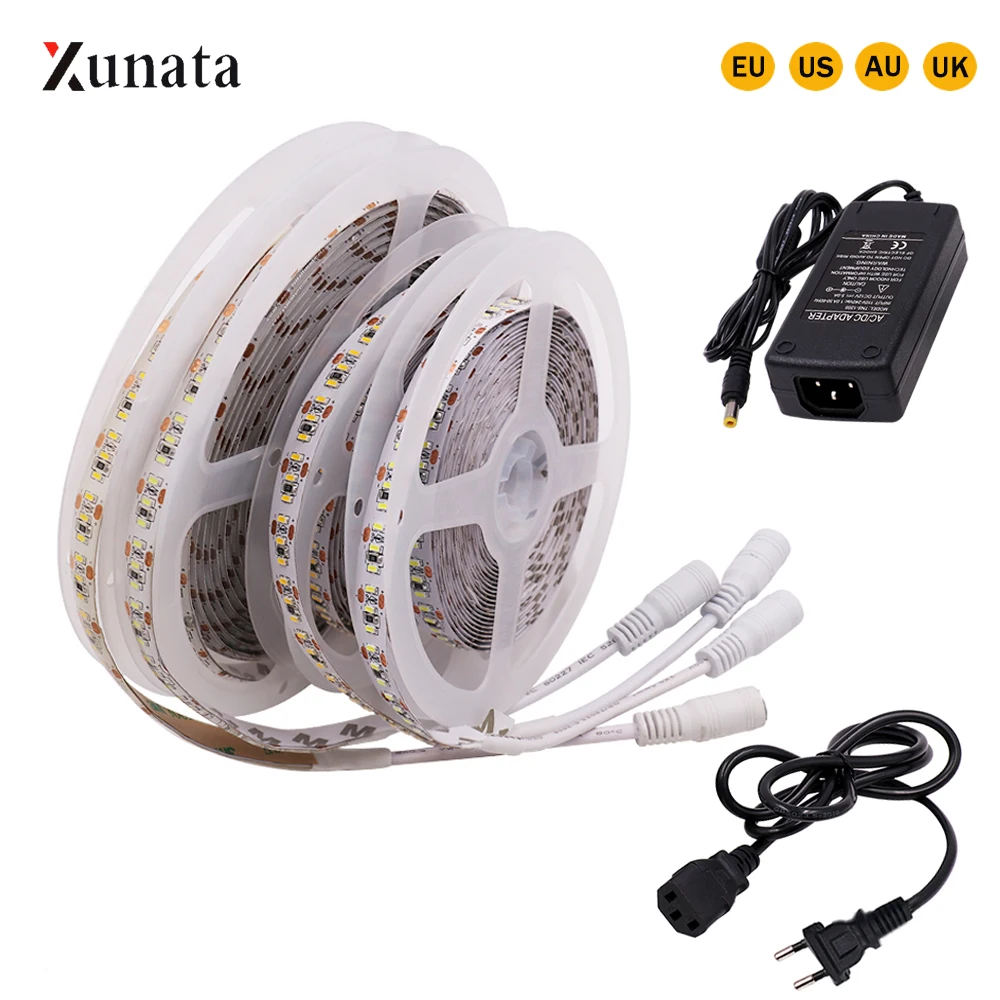 

5M LED Strip Light DC12V SMD3014 204LEDs/M Flexible LED Tape Waterproof LED Ribbon Decoration with DC connector EU/US/AU/UK Plug