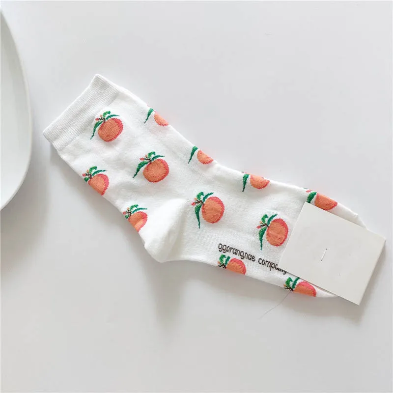 [EIOISAPRA] Креативные женские носки в Корейском стиле в стиле Харадзюку; повседневные модные носки с оранжевым лимоном и черники; носки с клубникой и фруктами