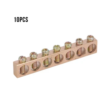 

10 Pcs/Set 7 Holes Terminal Block Connection Row Ground Copper Bar Distribution Box Screws Type Connector Tool Supplies