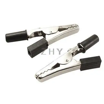 

250 x Black Insulated Crocodile Alligator Clips Clamps 55mm Length