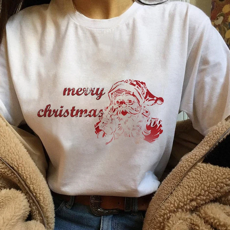 Women T Shirt Plaid Truck Tree Print Christmas Trees New Year T-shirt Female Short Sleeve O-Neck Casual Ladies Graphic Tees Tops