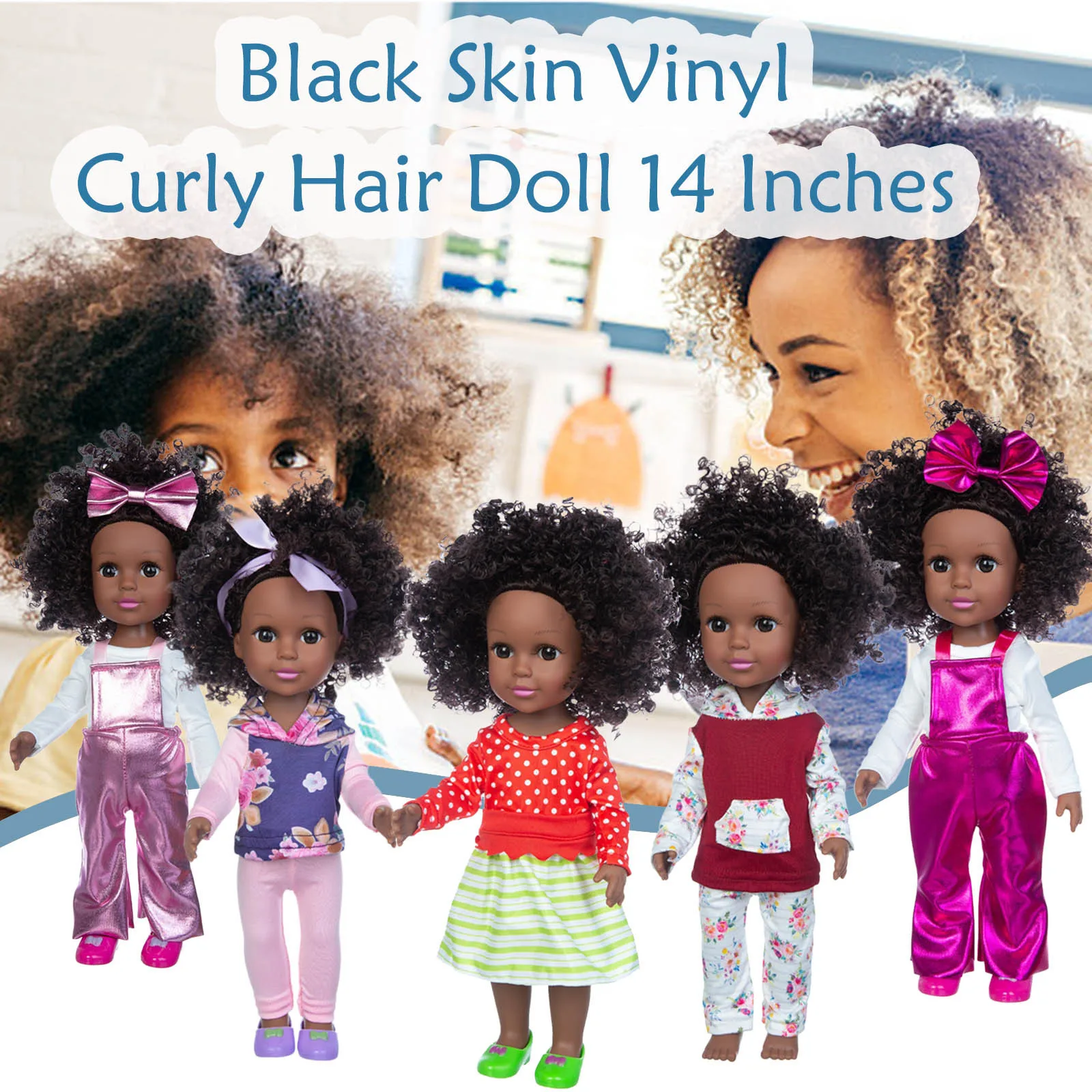 

Toys For Girls Simulation Doll Cute Hair Curly Black African Baby Doll Soft Reborn Baby Photography Props Gift Educational Toys