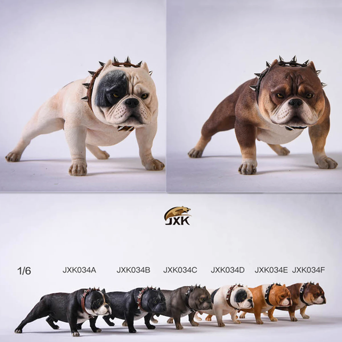 JXK 1/6 American Bully Pitbull Dog Pet Figure Animal Model Toys