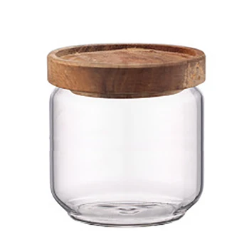 

400 ML Wood Lid Glass Airtight Canister Kitchen Storage Bottles Jars Food Container Grains Tea Coffee Beans Grains Jar