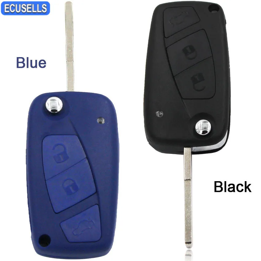 3 Button Folding Remote Key Case Flip Smart Car Housing for Fiat Punto Ducato Stilo Panda Blue/Black Color Uncut Blade | Автомобили и