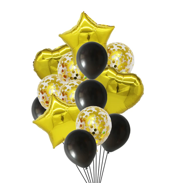 Bouquet de Ballons Anniversaire Noir & Or