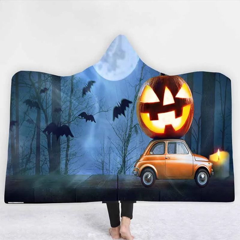 Человек-паук и надписью "Happy Halloween" одеяло с капюшоном бархатные двойные Слои фестиваль для дивана, из микрофибры постельное покрывало