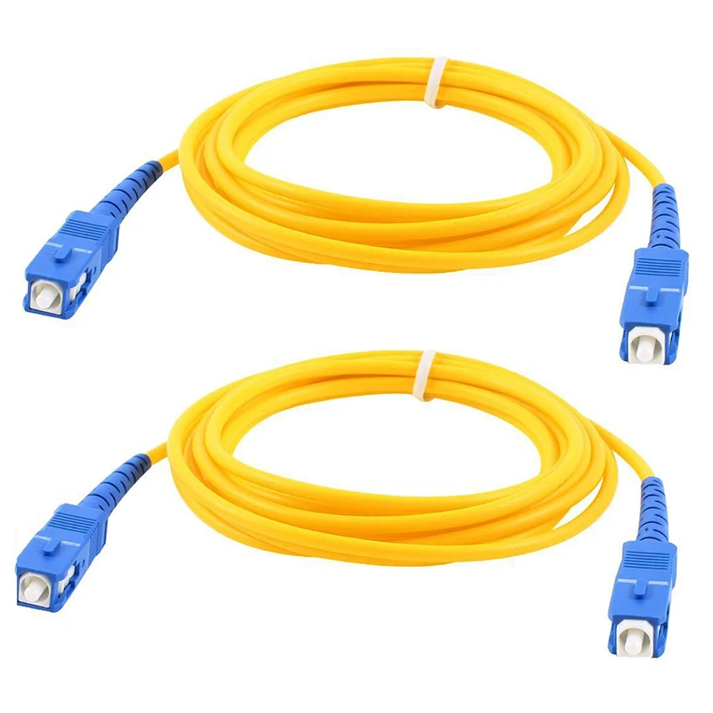 

2 Pcs Simplex Single Mode SC to SC Male Fiber Optic Patch Yellow 2M