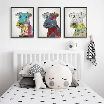 

Wall Art Retro Watercolor Dog Vintage Poster Prints Wall Pictures for Living Room Home Decor Kids Room Decor Abstract Painting