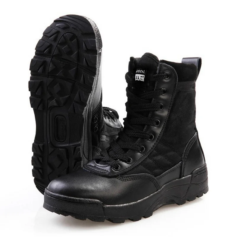 Зимние спортивные армейские мужские тактические ботинки для пустыни, для активного отдыха, походов, поклонники военного стиля, мужские военные ботинки черного цвета и цвета хаки - Цвет: QJ0230B