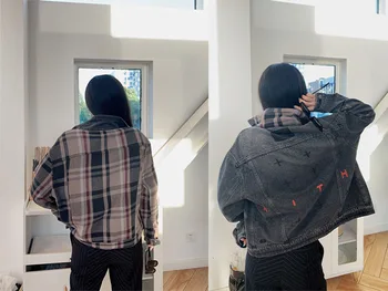 

Kith Denim jacket wear both sides 1:1 high quality kith coats kanye west streetwear hip hop kith jacket denim jacket men women