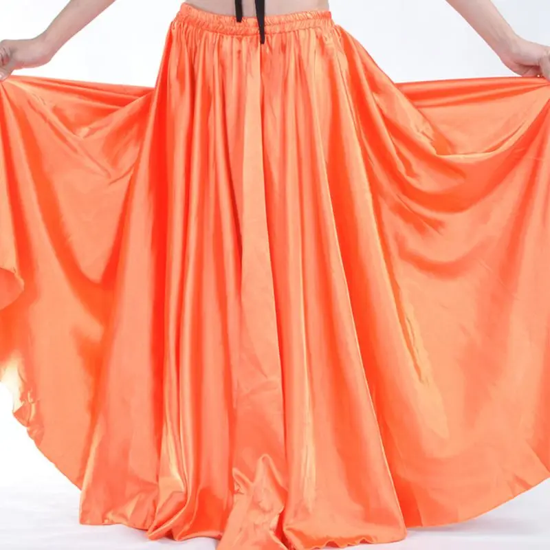 96 см Женская Элегантная атласная эластичная талия танец живота плиссированные качели Макси Длинная юбка солнышко сценический костюм для