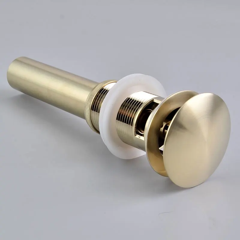 Brushed Gold Solid Brass Pop-Up Drain with Overflow