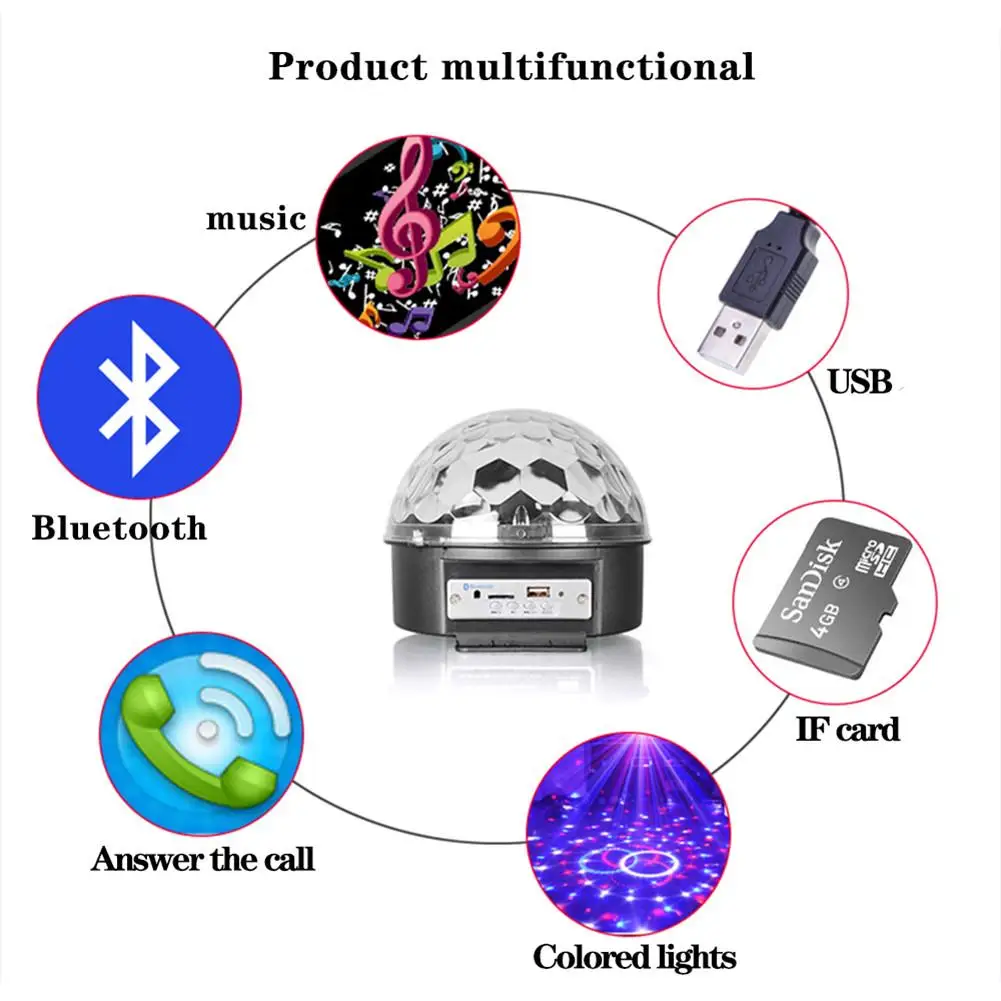 9 цветов 18 Вт светодиодный Bluetooth динамик хрустальный магический шар светильник светодиодный сценический проекционный светильник DJ Дискотека вечерние светильник для сцены с MP3-плеером