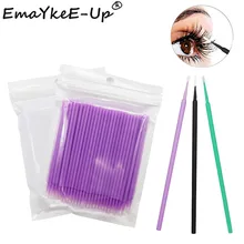 100 шт одноразовый инструмент для наращивания ресниц индивидуальные Аппликаторы ресниц тушь для ресниц микро щетка без ворса накладные ресницы ватный тампон