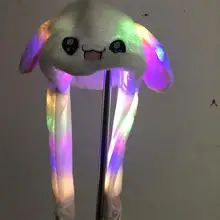 Модная Симпатичная плюшевая шапка с кроликом из мультфильма, Женский светодиодный светильник с ушками, плюшевая зимняя теплая шапка, красивая рождественская шапка