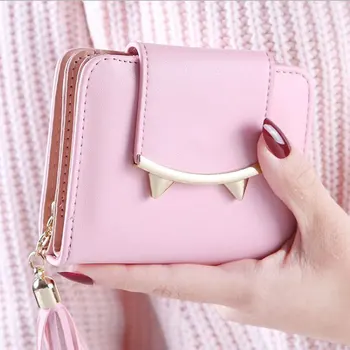 

Tassel Women Wallet Cute Ear Purse Short Leather Wallet Zipper Clutch Women Purse Money Bag Portomonee