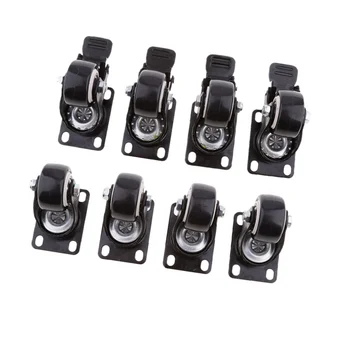 

Black Heavy Duty 40mm Iron Casters Castor PVC Swivel Wheels 8PCS/Pack Brake