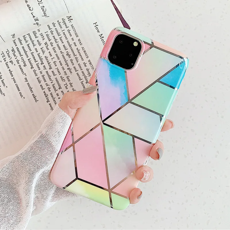 USLION покрытие мрамора IMD силиконовый чехол для iPhone 11 Pro Max X XR Xs Max мягкий чехол для телефона iPhone 6 6s 7 8 Plus чехол Fundas - Цвет: AC7853