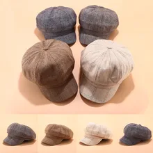 Британский ретро восьмиугольный женский берет, винтажная женская зимняя однотонная шляпа, Женская Вельветовая Кепка, берет, кепка, корейский живописец, газетчик