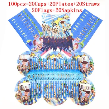

New Toy Story theme Party Disposable Tableware Plate Cup Straw Flag Napkins Kids Birthday Party Baby Shower Decorations Supplies