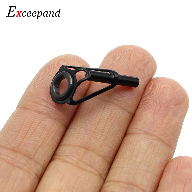 Exceepand Black Top Tip Guide for Spinning Casting Fishing Rod Building Repair Eye Line Ring Stainless Steel Frame