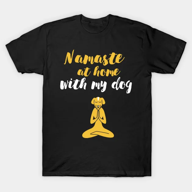 Мужская футболка Namaste дома с моей собакой для йоги духовные асаны лотос подарок