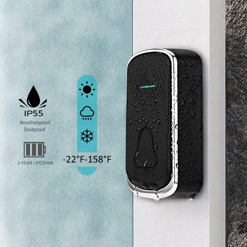 New-Smart Wireless Doorbell Waterproof Remote Wireless Doorbell Electronic Remote Control Doorbell Machine(EU PLUG