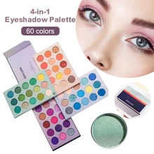 60 Colors Eyeshadow Palette 4 in 1 Board Makeup Palette Matte Shimmer Glitter High Pigment Rotary Palette for Lasting Look