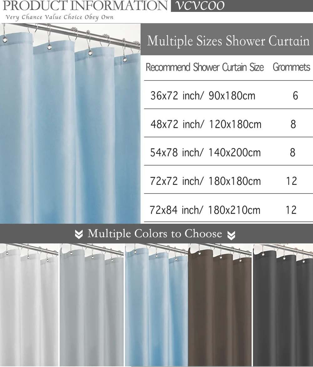 VCVCOO водонепроницаемый занавеска для душа или подкладка ткань полиэстер плесени бесплатно синий занавеска для ванной для отеля Туалет раздел