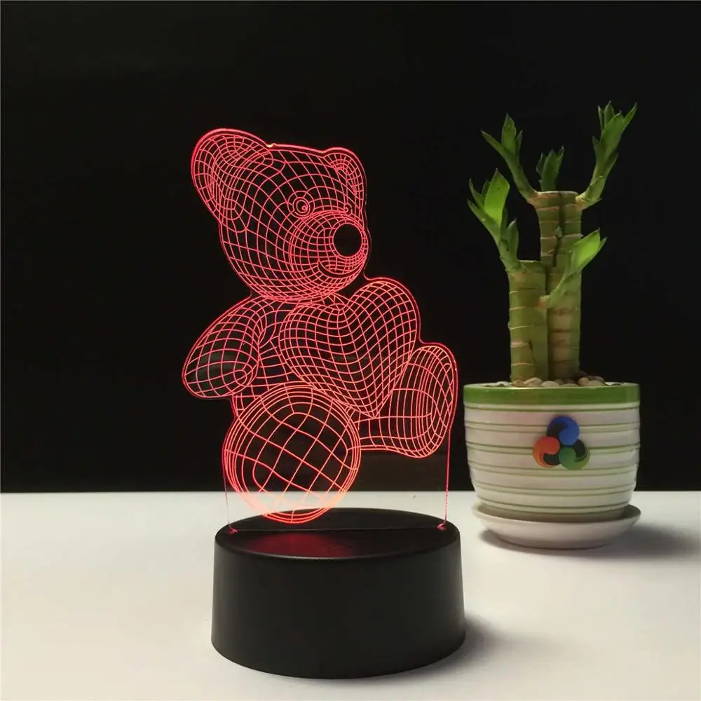 Новинка, подарок, любовь, сердце, пары, 3D лампа, ночник для детей, светодиодный, иллюзия, атмосфера, сон, свет, сенсорный цвет, изменение - Испускаемый цвет: g