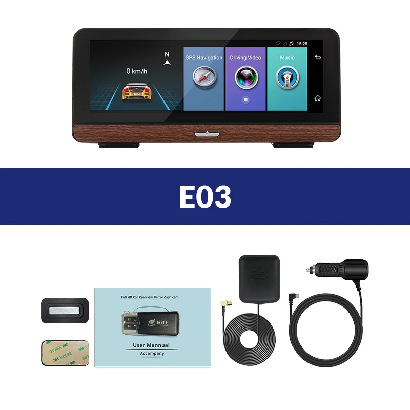 E03 E-ACE E03 автомобильный gps-навигатор 4G Автомобильный видеорегистратор Камера заднего вида с двойным объективом 8 дюймов Android 5,1 ADAS видео рекордер навигаторы - Название цвета: E03