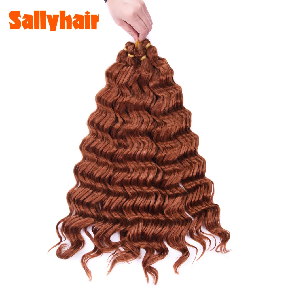 Sallyhair High Temperature Synthetic Deep Wave Twist Crochet Braids Black Color Bulk Hair Extension  (15)