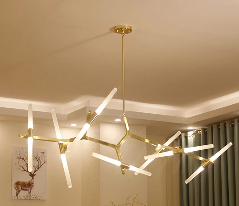 Villa tree branch lamp  Post modern designer Nordic led chandelier tree fork restaurant chandelier villa tree fork Chandelier
